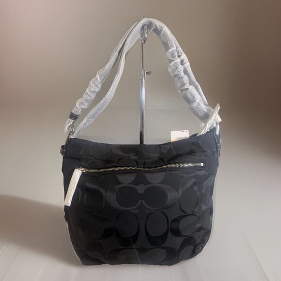 NWT Coach F15067 24CM Signature Duffle Black/Black Canvas Tote - Picture 7 of 12